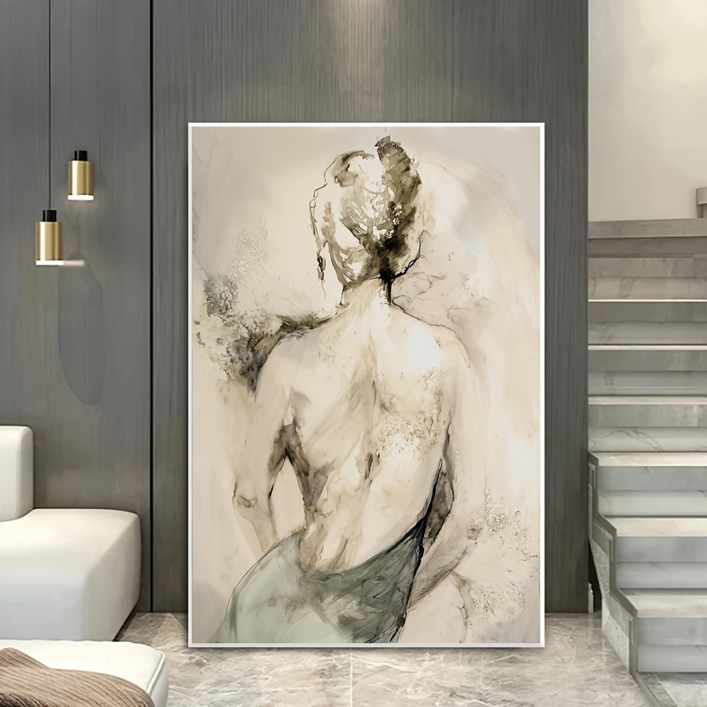 

1-piece Modern Abstract Female Figure Back View Canvas Wall Art, Frameless Elegant Print Poster For Bedroom And Living Room Decor, 31.49 X 47.24 Inches