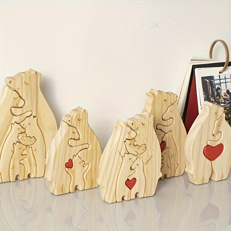 

Family Of Wooden Puzzle Mother And Child Bear Set Handicraft Bear Hug Ornament Mother's Day Gift