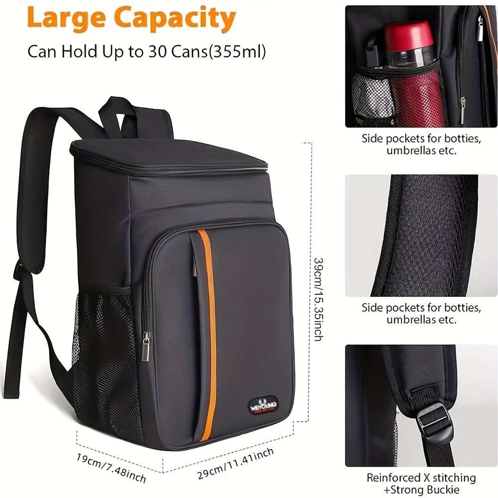 mochilas aislantes para exteriores, mochilas de camping, bolsas refrigeradas de gran capacidad con tela oxford engrosada, bolsas de hielo negras para exteriores, mochilas aislantes para  , mochilas adecuadas para camping y exploración  , sin    