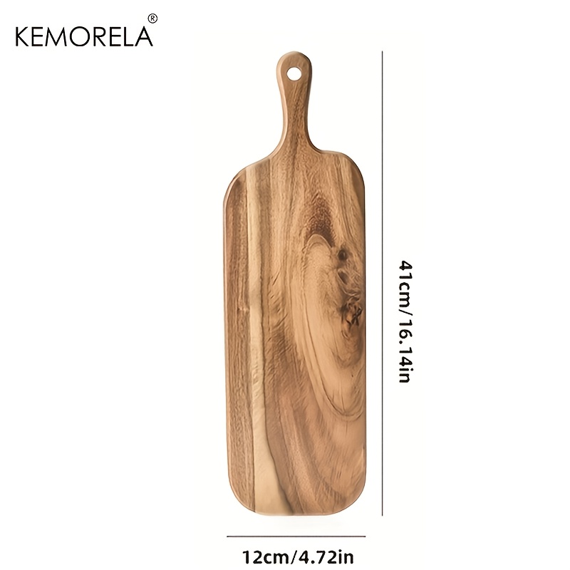 TEMU Planche à découper KEMORELA en bois d'acacia avec poignée, longue planche de service, planche à fromage, planche à charcuterie, planche en bois