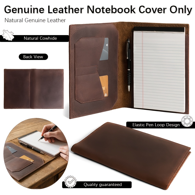 Handcrafted Genuine Top-grain Cowhide Genuine Leather Diary Cover (coffee Brown) with Refillable Notebook Insert, Pocket, Card Slot, and Pen Holder Design, Full-grain Notebook Protective Case