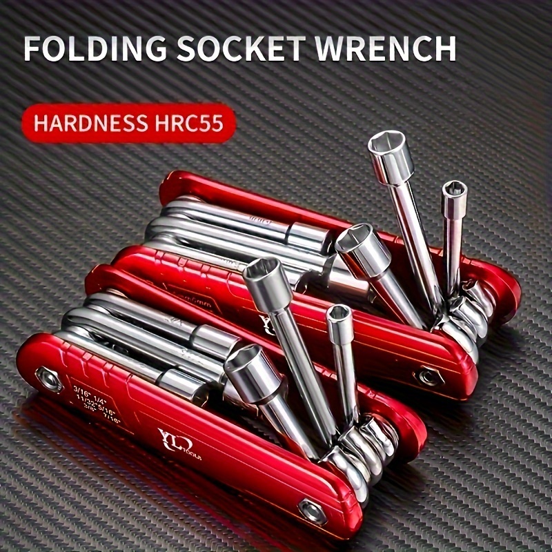 

Compact Folding Hex Key Wrench Set - Portable, Metal, No Batteries Required - Ideal For Home Diy & Repairs