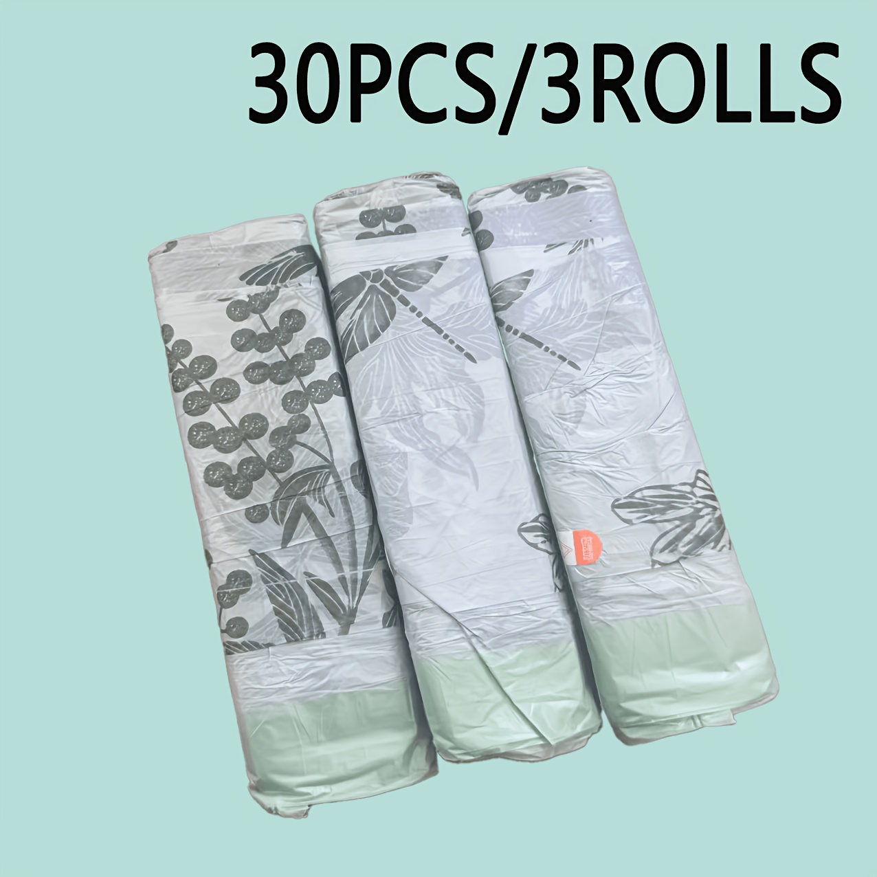 TEMU 3 Rolls/30pcs Mugwort Anti-odor Thickened Home Garbage Bags, Premium Pe Material Super Strong Load-bearing, Widened Lifting Design