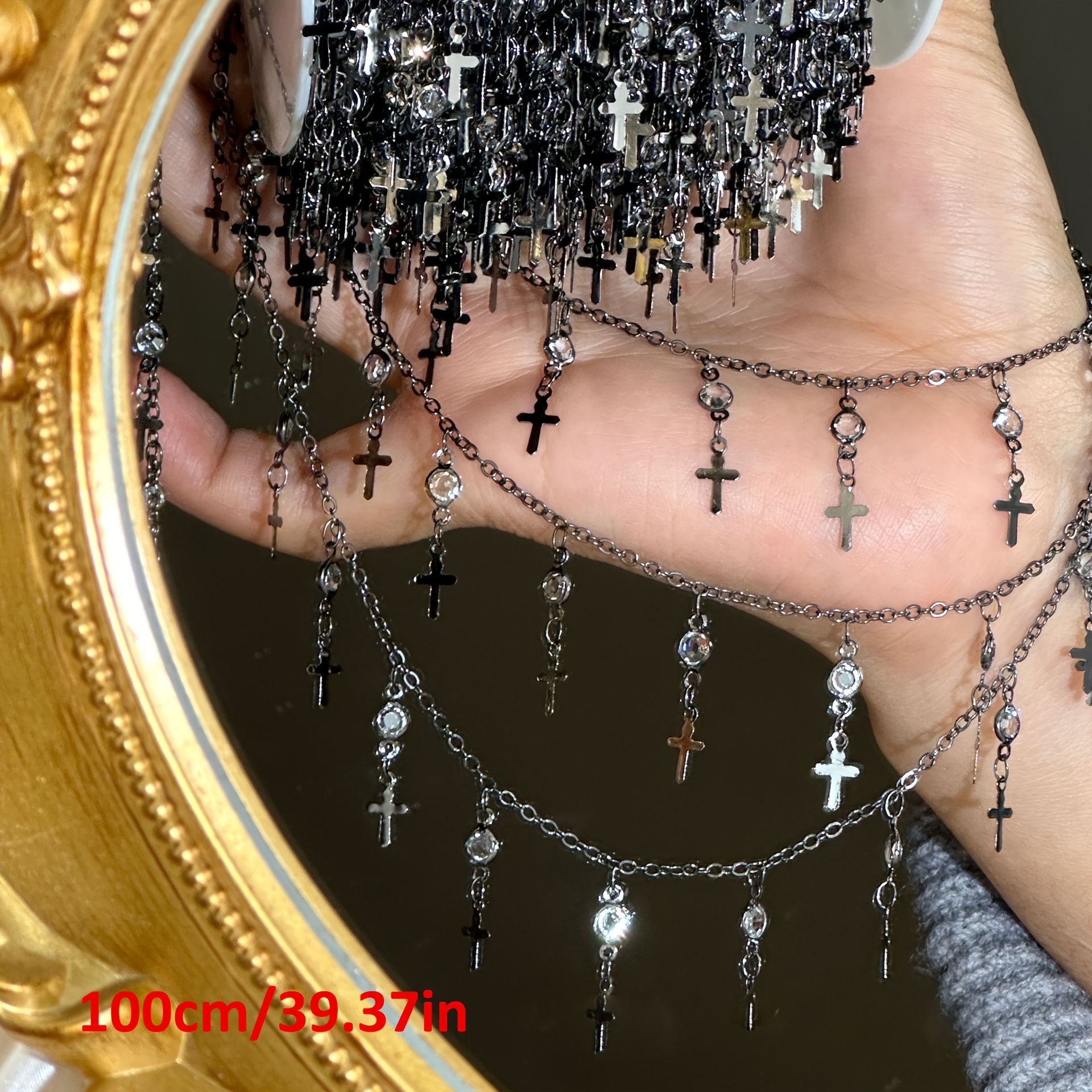 1 Meter Gun Black Cross Glass Pendant Bead Chain Charm Copper Chain For Necklace Bracelet Jewelry Chain Jewelry Making Supplies