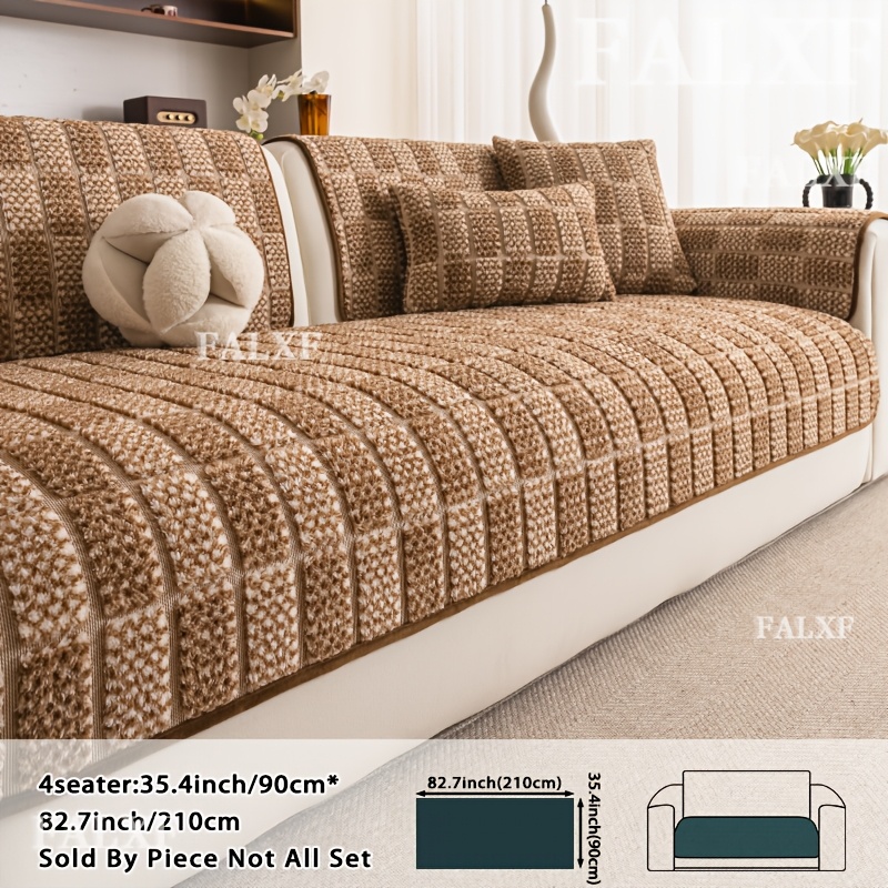TEMU 1pc Sofa Cushion, Plush Sofa Cover, Use, Luxurious Minimalist Style, Jacquard Craft Sofa Cushion, Pet-friendly, Anti-slip And Anti-scratch, Soft