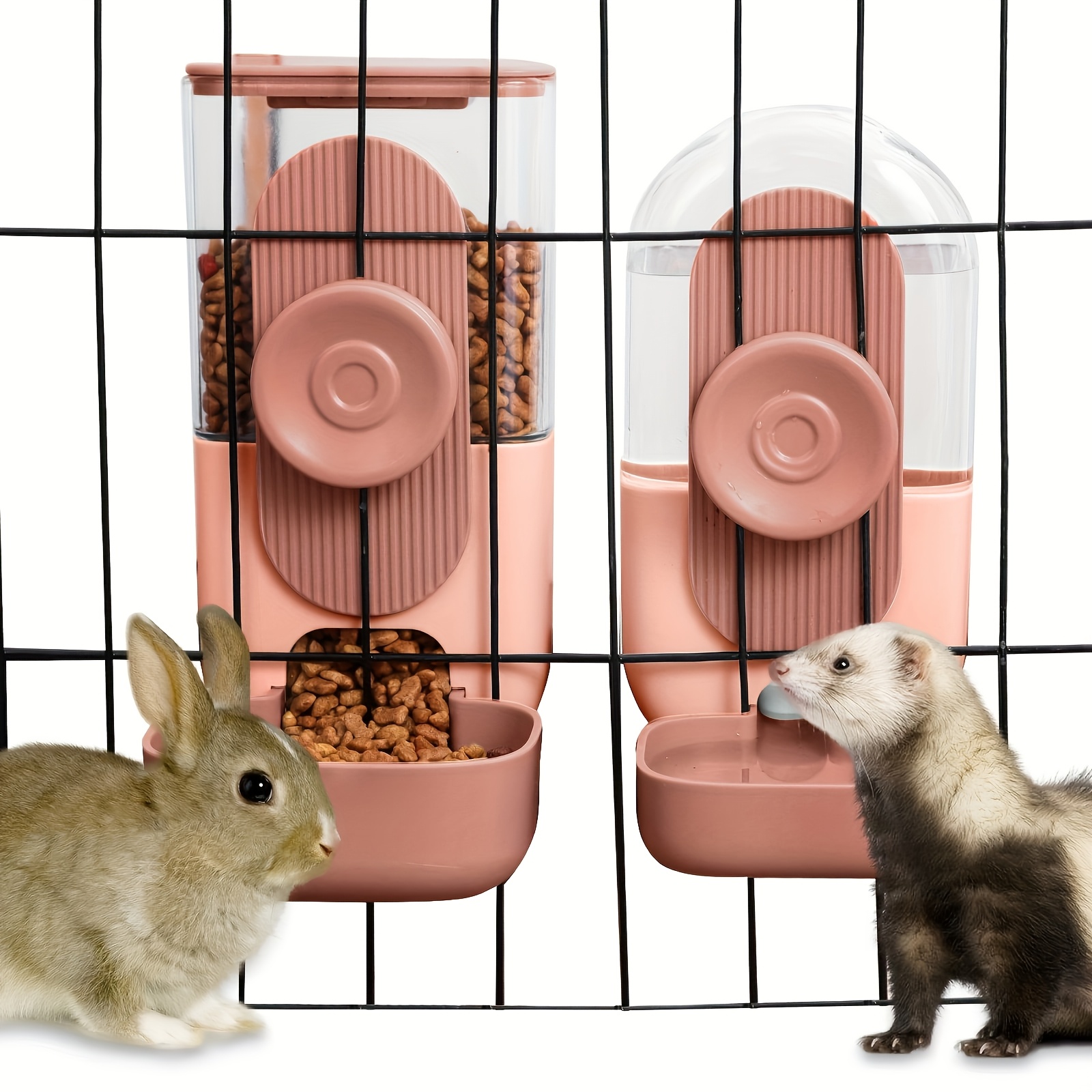 2pcs Hanging Automatic Pet Food Water Dispenser, Auto Gravity Pet Feeder And Waterer Set, Cage Cat Food Bowl Dog Feeding Station for Puppy And Kitten Rabbit Chinchilla Hedgehog Ferret, Without Battery - Image 2