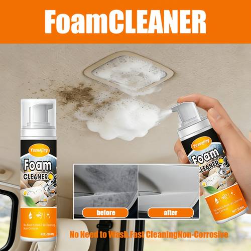 200ml car interior dissolves stains in vehicles suitable for plastic parts seats dashboard etc this multifunctional cleaner requires no rinsing and wipe multifunctional car interior foam spray