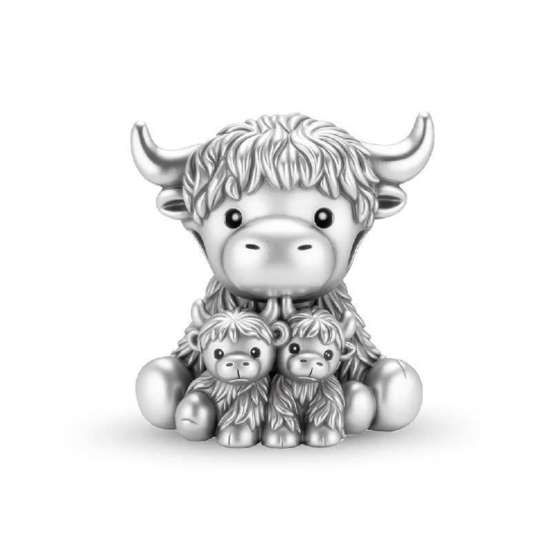 TEMU 1pc Vache d'Écosse Étreint Perles Charmantes Adapté Bracelet Argenté Original Collier Perles pour Bijoux Femme Cadeau