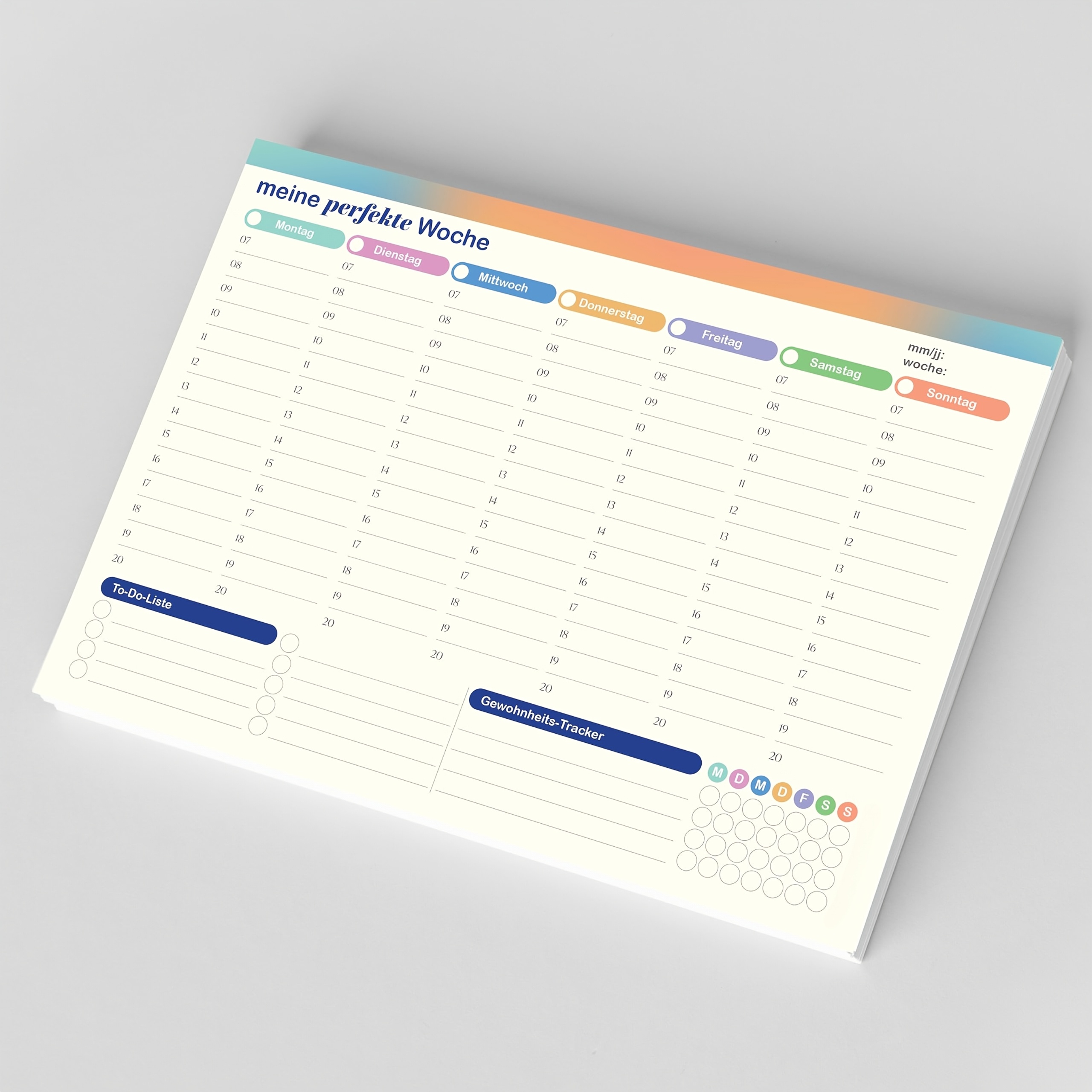 E-shop Planer, persönlicher Organizer für die Arbeit, wöchentliche, tägliche und stündliche Planung wichtiger Dinge (Deutsch)