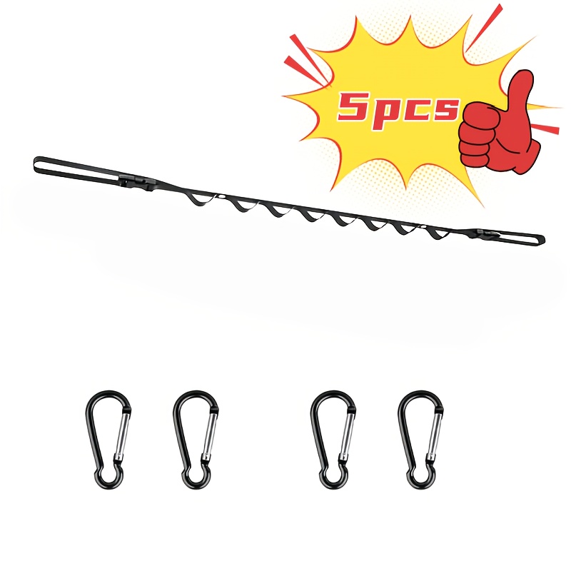 TEMU 5pcs (1pc Car Clothes Rack And 4pcs Hooks), Adjustable Car Clothes Rack, For Travel And Daily Use, Clothesline, Essential For Road Trips, Usable