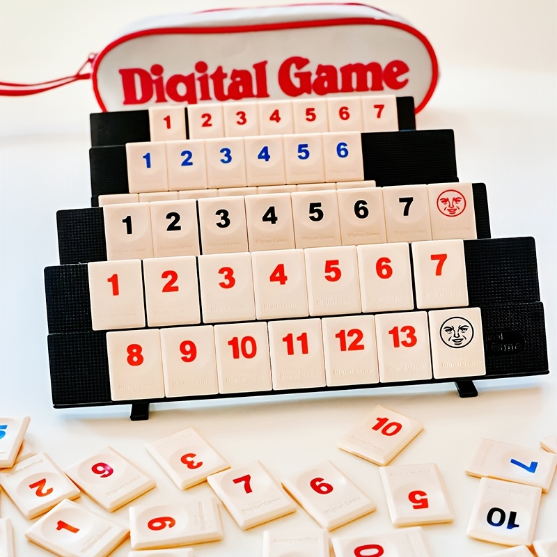 

Portable Digital Set - & Number Matching With 104 Tiles, 2 , 4 Card Racks In Red/blue/white/black - Ideal For 14+, Travel-friendly With , Educational |classic Mahjong Design|portable Game Board