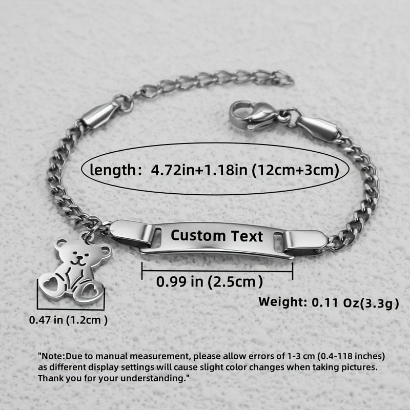 Engravable Stainless Steel Mini Bear Charm, Personalised Gift