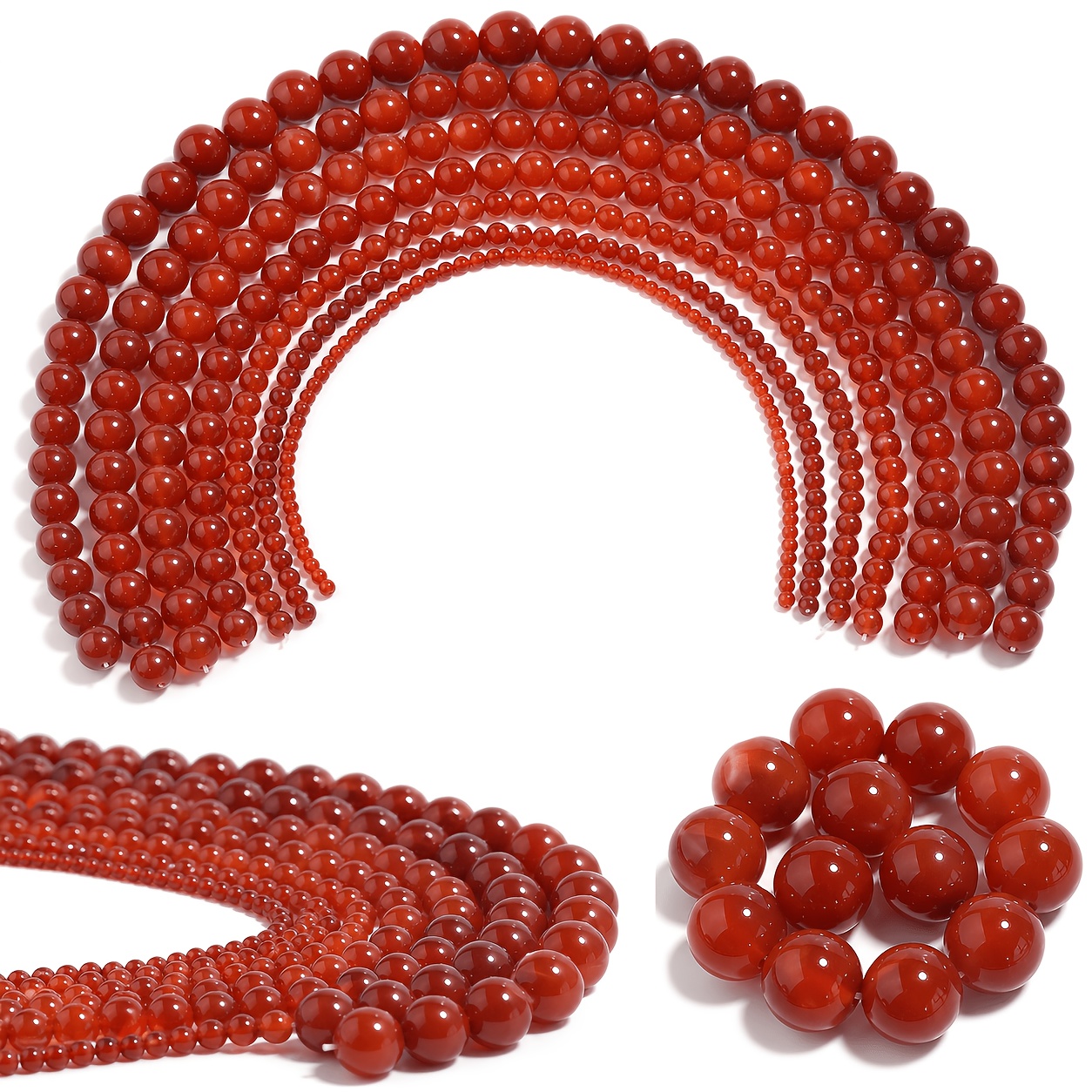 Red Agate Round Beads Loose Polished Smooth Beads