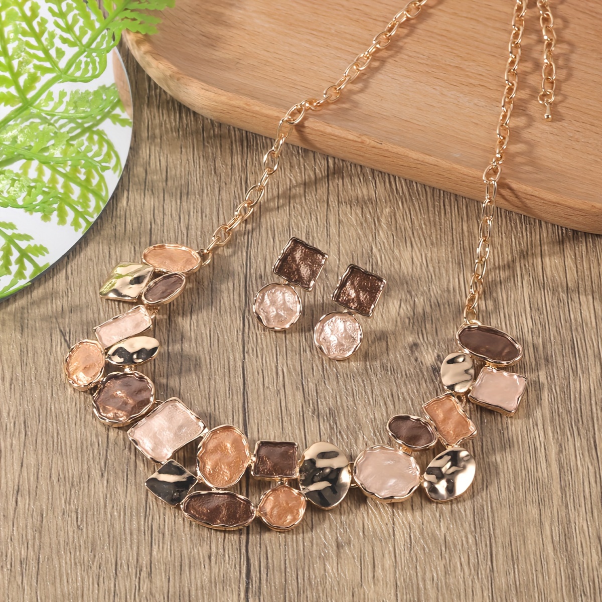 Geometric Circle Links Jewelry Set for Women