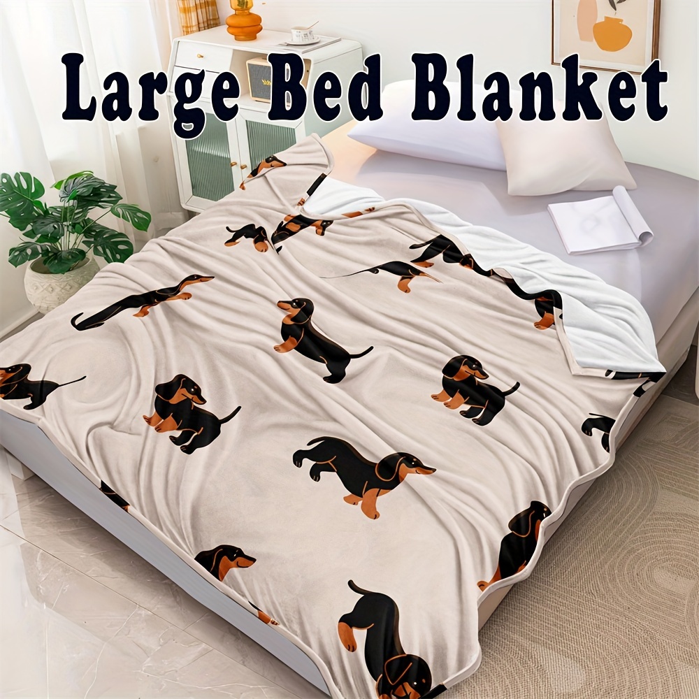 

Large Bed Blanket: Dachshund Printed Flannel, Suitable For All Seasons, Machine Washable, Contemporary Style, 78" X 90" (200cm X 230cm) Size