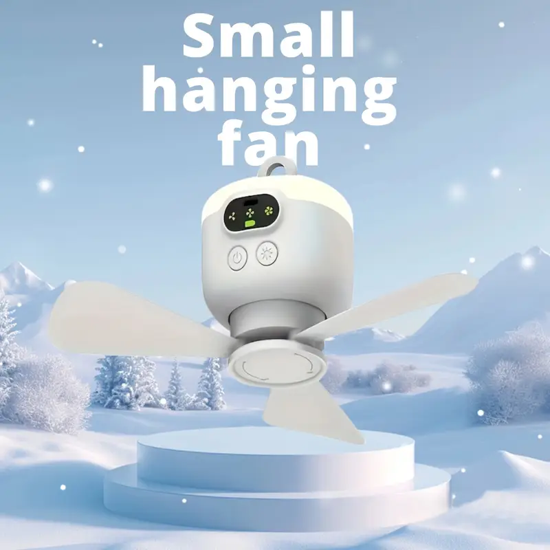 portable usb rechargeable ceiling fan with led light 8000mah battery remote control white for indoor outdoor use summer camping home cooling summer camping gear remote controlled fan lightweight plastic portable fan details 3