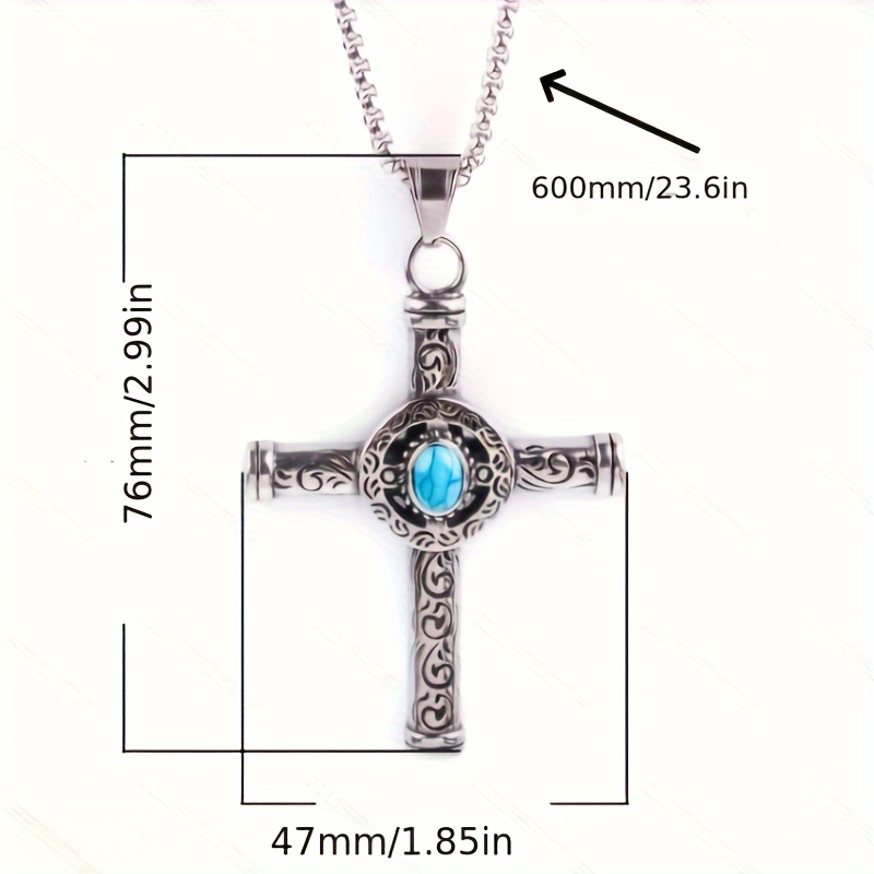 retro cross pendant necklace jewelry for men and women details 10