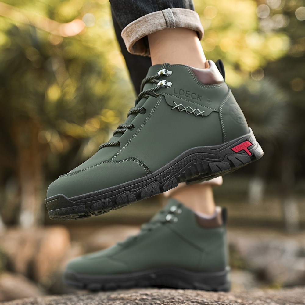 mens stylish high top outdoor walking boots durable non slip casual lace up with rugged tread for hiking casual attire       boots   boots boots hiking boots Product details 4