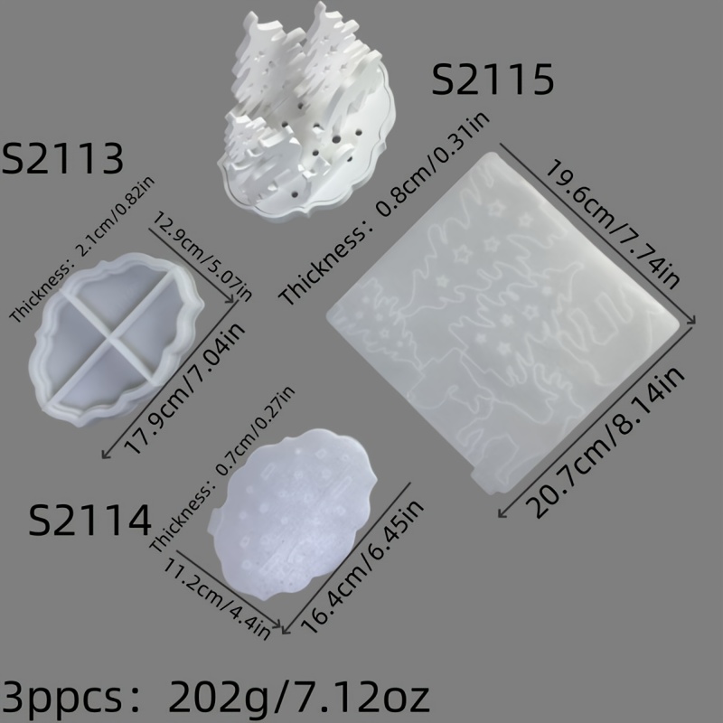 Image of Resin Silicone Mold For Christmas With A Base, Three-dimensional Decorative Silicone Molds For Candles, Plaster Ornaments, And Home Decor Epoxy Resin Molds 202 S2113+s2114+s2115