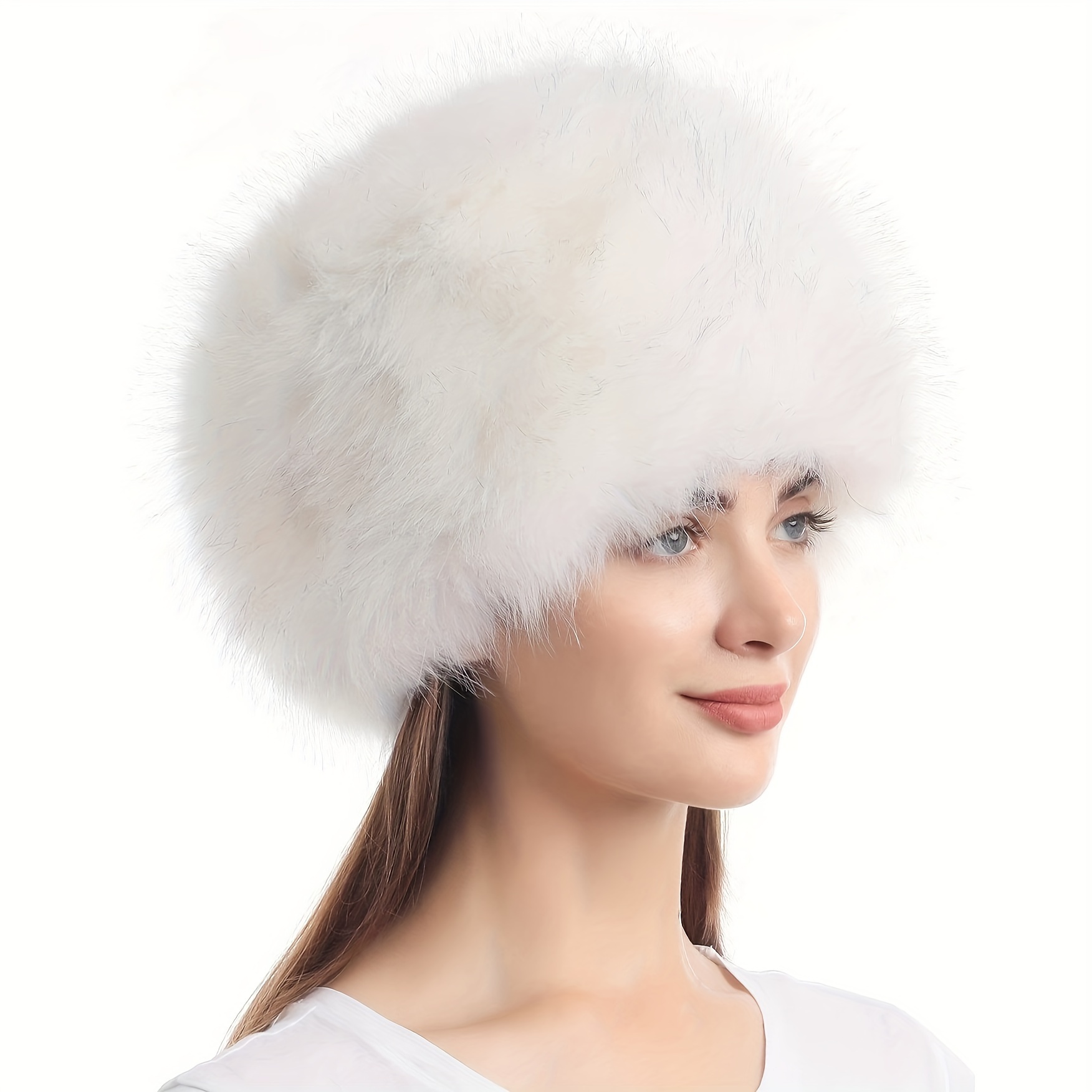 

Plush Thicken Winter Keep Warm Faux Fur Hat, Comfortable Lightweight Adjustable Thermal Hat Skiing Hat