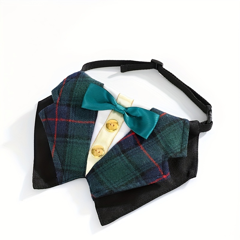 TEMU 1pc Pet Suit Bow Tie - British Style Scarf, Christmas Suit, Adjustable Pet Clothing Accessories