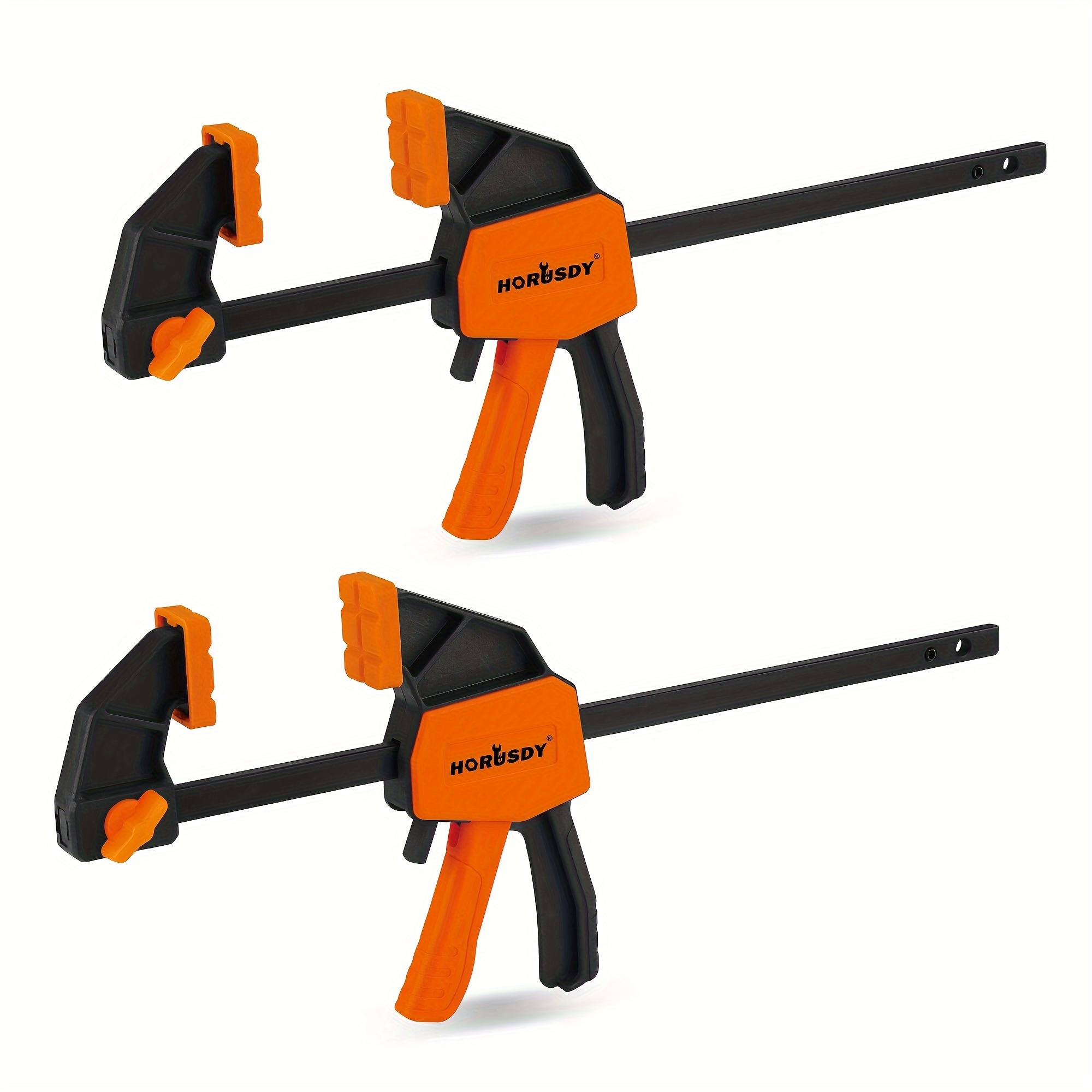 

Horsdy Steel Bar Clamps Set, 2-piece, 6-inch, Quick-grip F Clamp Woodworking Tools, Uncharged, Without Battery - Black & Orange