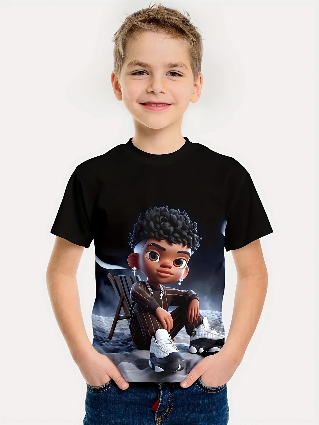 Cool Hip Hop Boy 3D Print Boys T Shirt Vibrant Short Sleeve Tee For Summer Fun For Boys And Girls