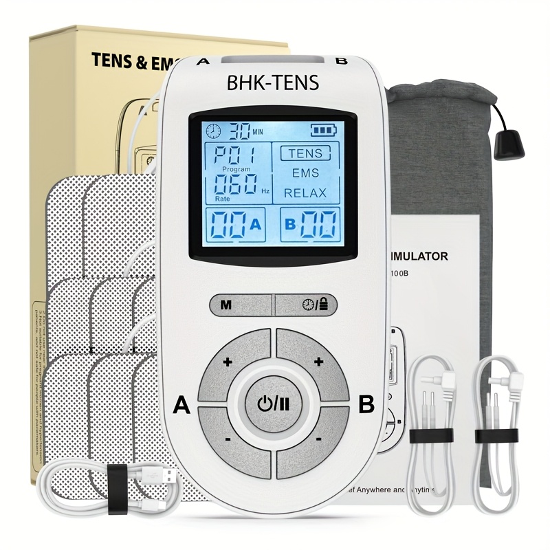 BHK-TNES 24 Mode 40 Intensity Adjustable Digital Meridian Massager with EMS Relax, Dual Channel & 8 Patches - USB Rechargeable Portable Full Body Pain Relief for Home Use, Sleek Device Design | Userfriendly Interface