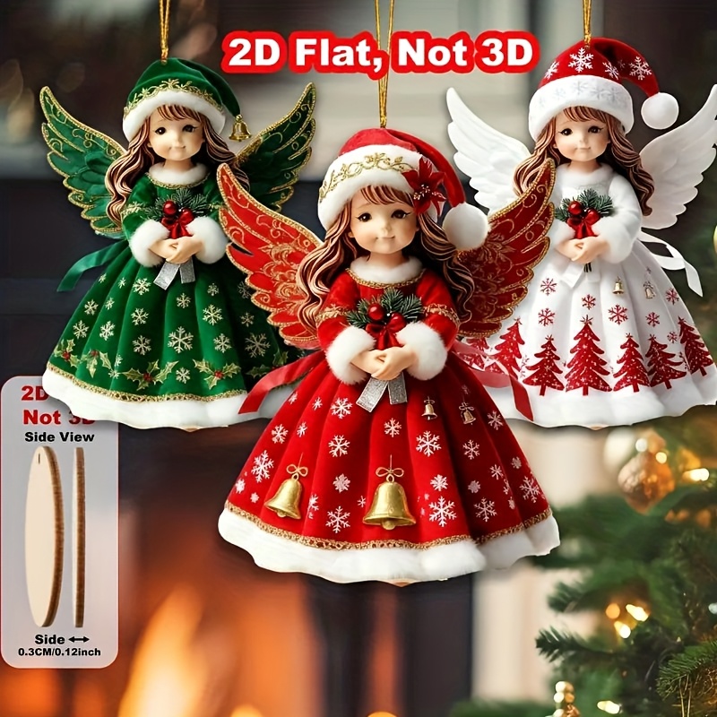 Image of 2d Flat - 24pcs Assorted Vibrant Ornaments - Premium Wooden Material Christmas Tree Hangings, Festive Decorations > Christmas Tree Topper, Multicolored Tree Decor