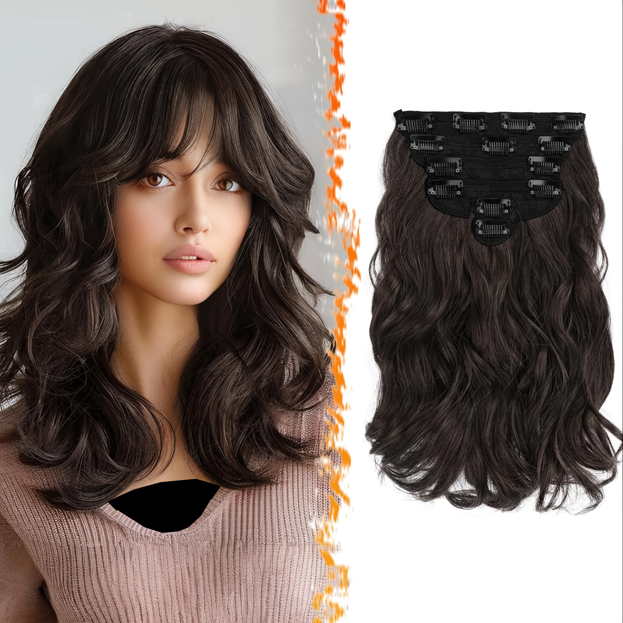 Short Wavy Clip in Hair Extensions - 12 Inch Thick Synthetic Hairpieces 6Pcs Amazon.com : BARSDAR Short Wavy Clip in Hair Extensions - 12  main image 4