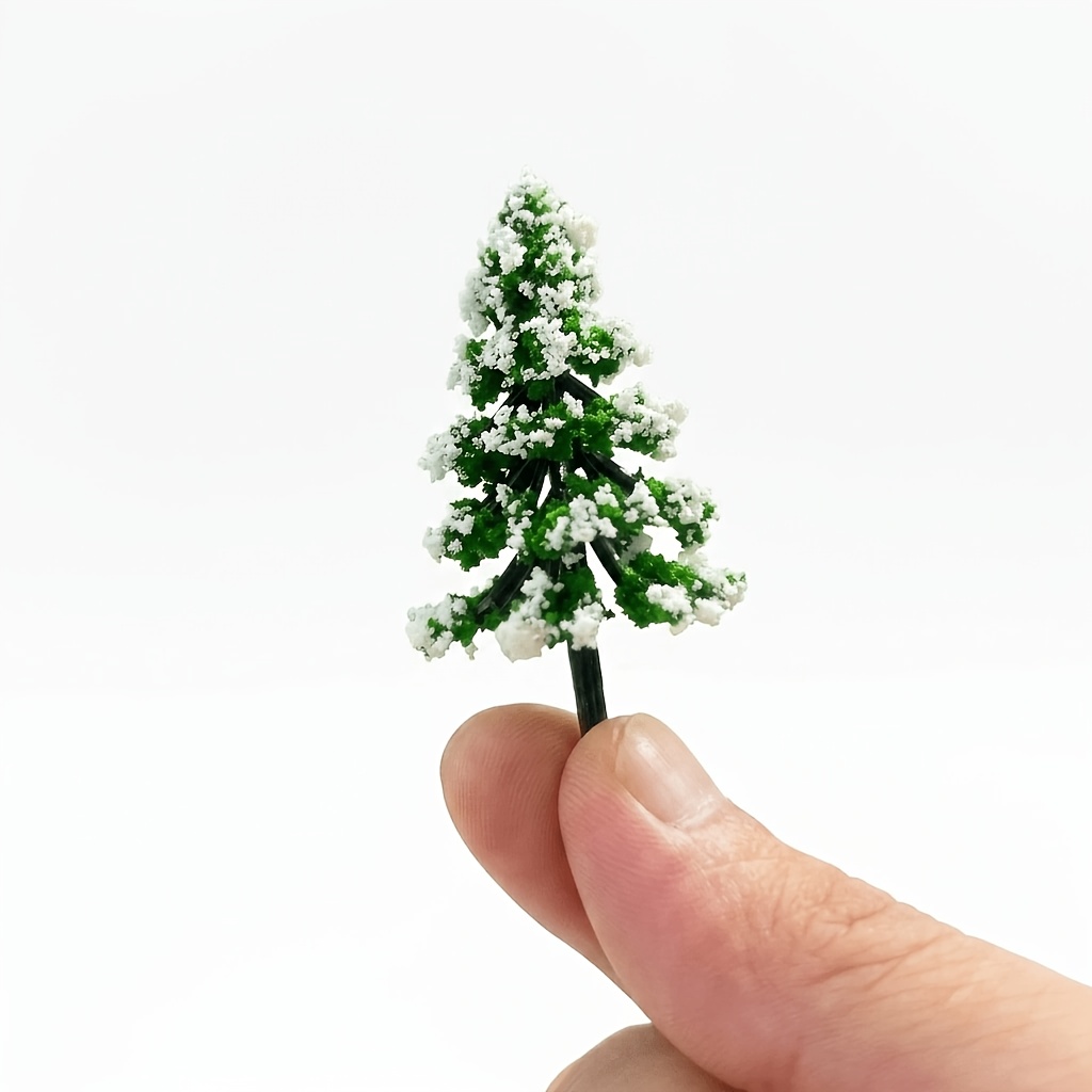 TEMU 6pcs Artificial Trees, Winter Pine Models 2.7 Inches, Miniature Trees For Model Train Scenery, Village, Railroad, Winter Landscape Christmas
