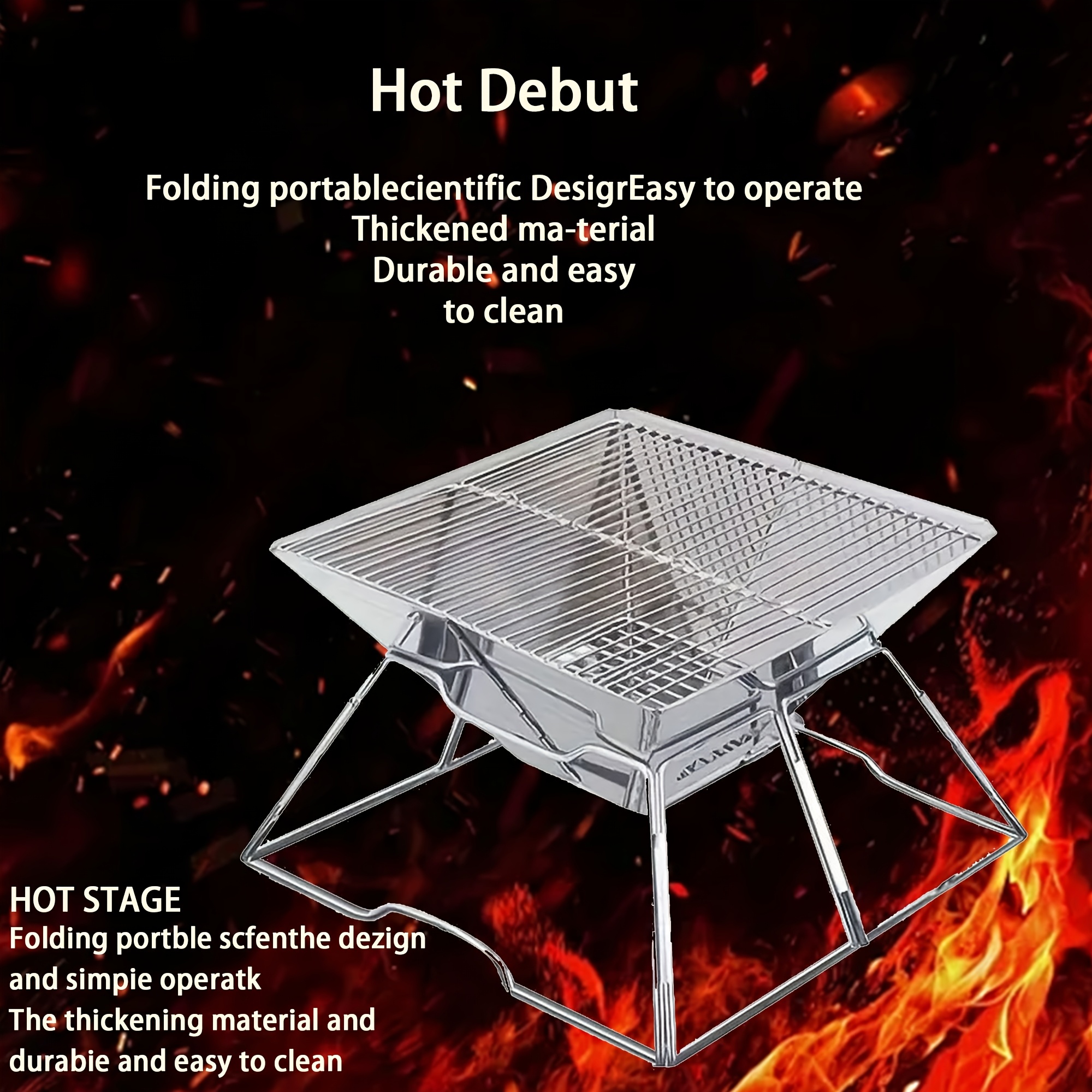 Poêle à Bois Pliable En Inox – Pour Camping, Randonnée Et Barbecue Nomade