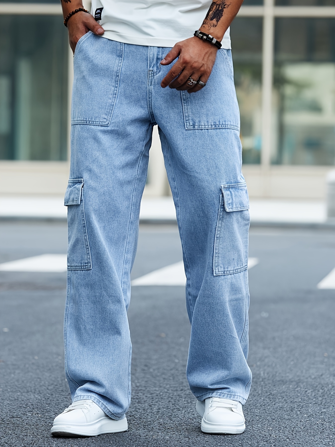 Pants Jeans Para Hombres Anchos Baggy Jeans Pantalones Rotos
