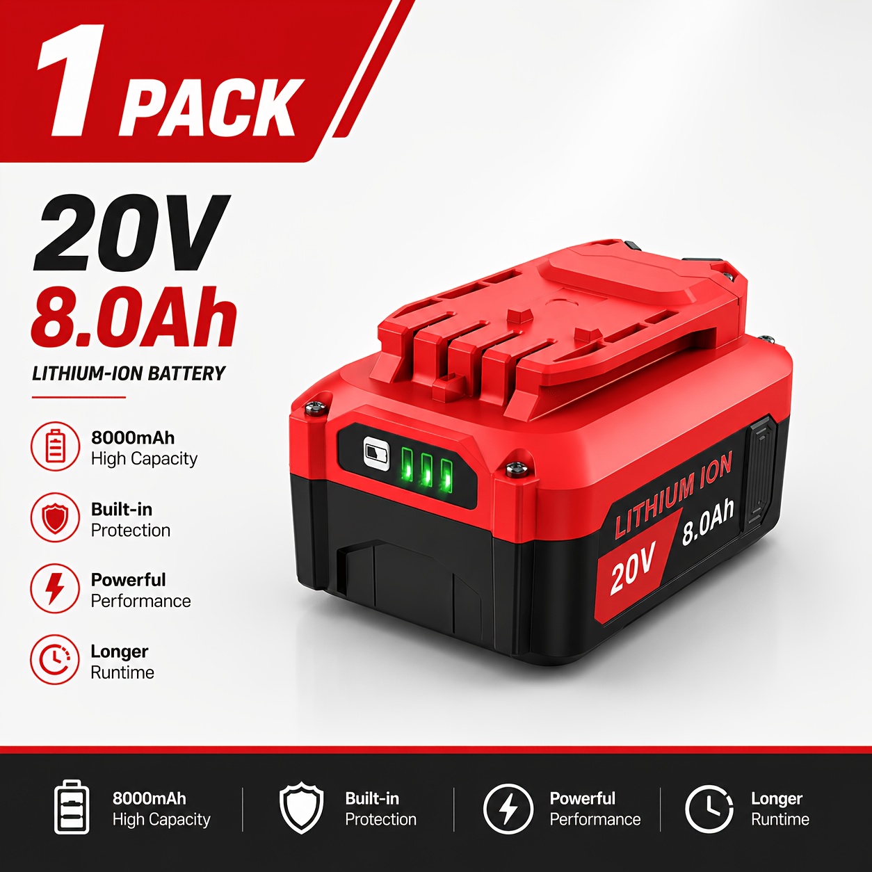 TEMU 2 Pack 8.0ah 20v Lithium-ion Battery Replacement For V20 Cordless Tools, Compatible With Cmcb204 Cmcb204-2 Cmcb202 Cmcb202-2 Cmcb201 Cmcb206,