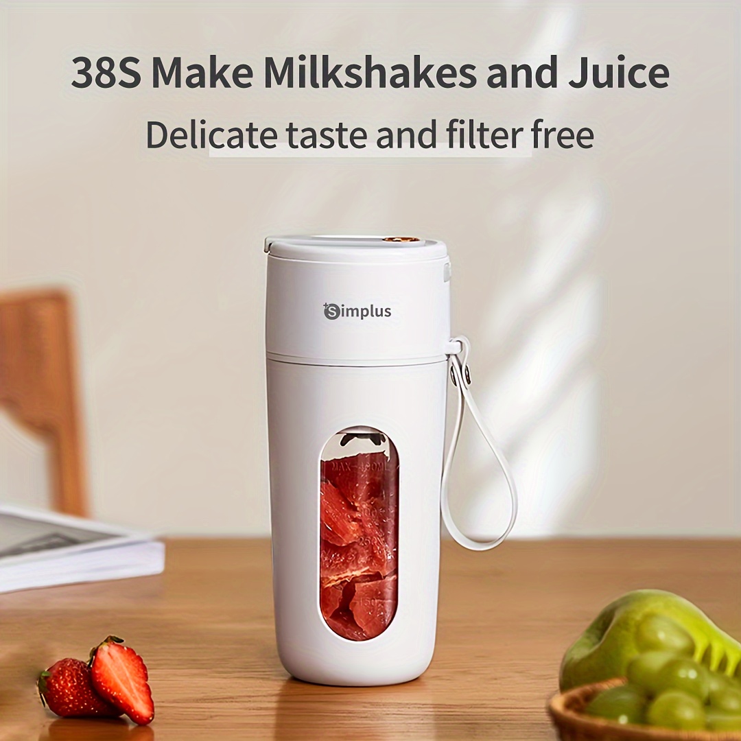 

Simplus Portable Juicer, Max Mixing Capacity 400ml, 38s Crushing Ice 10 Leaf Stainless Steel Knife Head 18000rpm, Kitchen Small Appliances