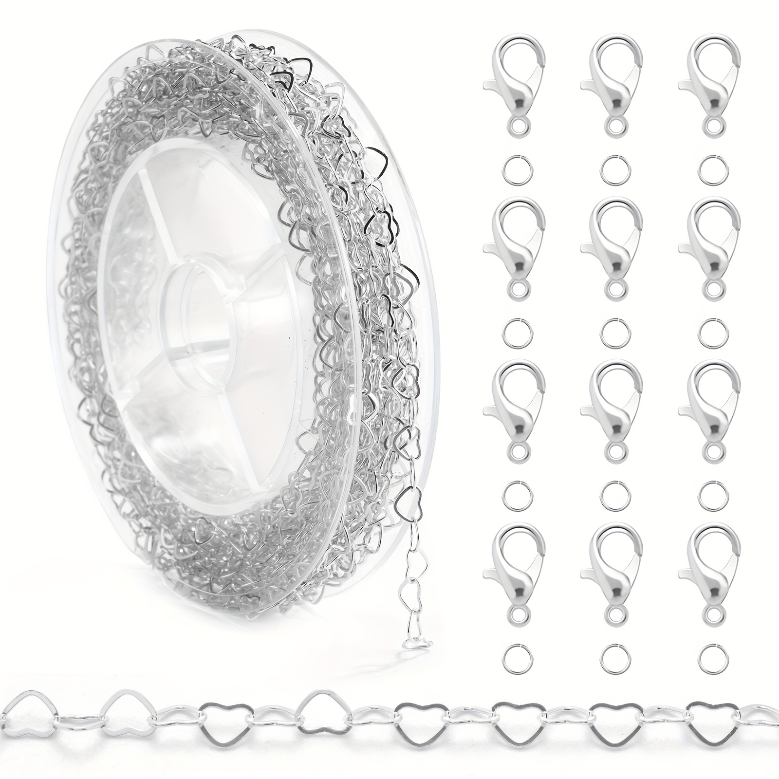 Lahnaokfis 14 m 6 Rotolo Kit per Creazione di Gioielli, Collegamento Cavo Catena Collana con Chiusure Anelli per Realizzazione Collane, Gioielli Accessori Fai da Te (Oro