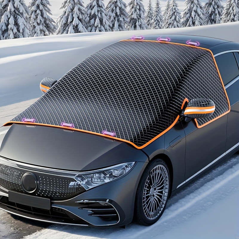 Artikelbild 1 Stück Magnetische Autoscheibenabdeckung für Schnee - Tragbarer Allwetter-Windschutz & Frostschutzschild, Passend für die meisten Autos, Magnetische Befestigung für einfache Montage, Vollständige Fensterabdeckung (Kompatibel mit SUVs, LKWs) - Starker Wind &