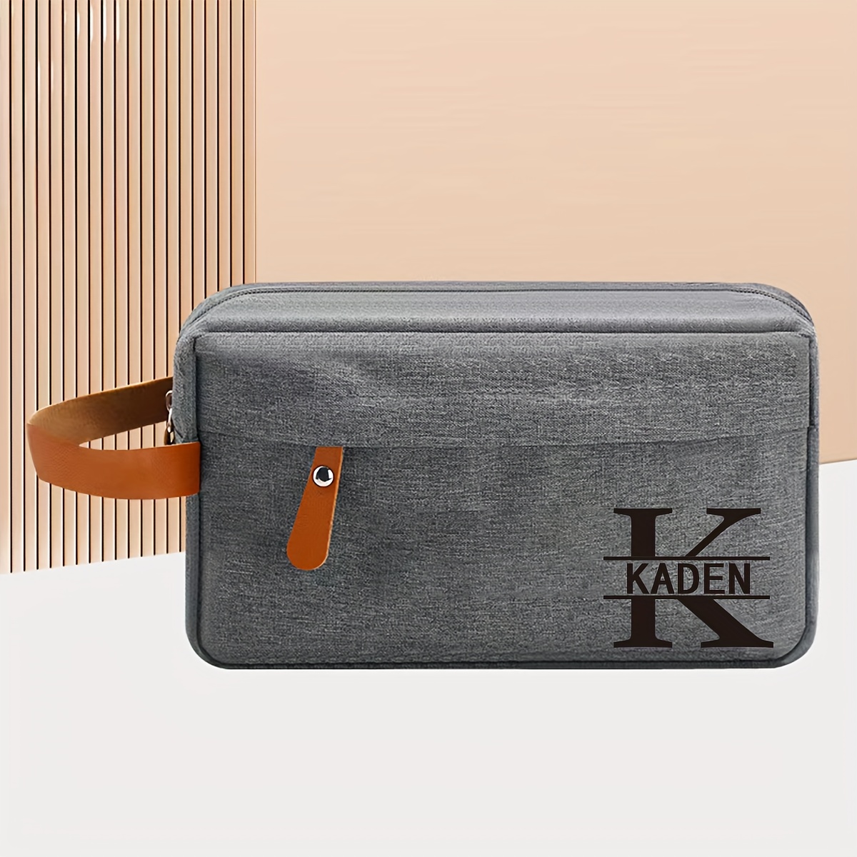 TEMU 1pc Customizable Men's Makeup Bag - Durable Polyester, Lightweight Travel Bathroom Pouch With Zipper Closure, Foldable & Casual Use, Ideal