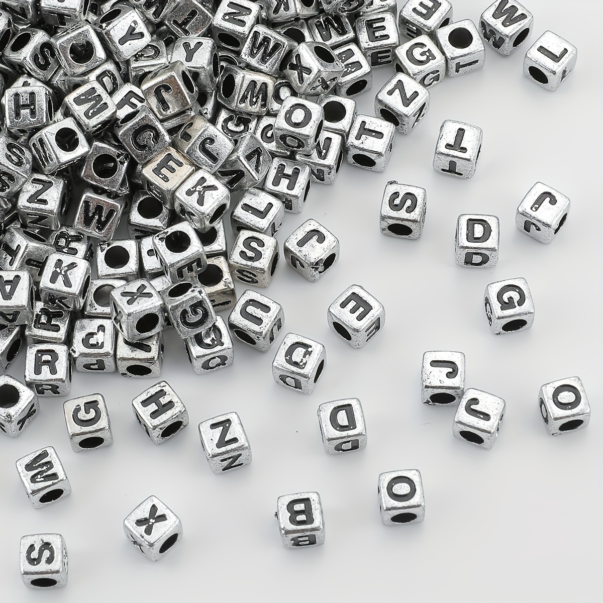 

200pcs Letter Beads Acrylic Ancient Silvery English Letter Beads Spacer Beads Diy Beads Jewelry Accessories Bracelets Necklaces And Mobile Phone Accessories Handmade Jewelry Making