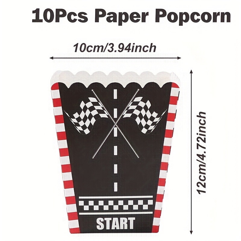 E-shop 10 Stück -Thema Popcorn-Boxen mit Karomuster & START-Aufkleber – Langlebige Papier-Geschenkverpackung für Geburtstage, Hochzeiten, Partys –