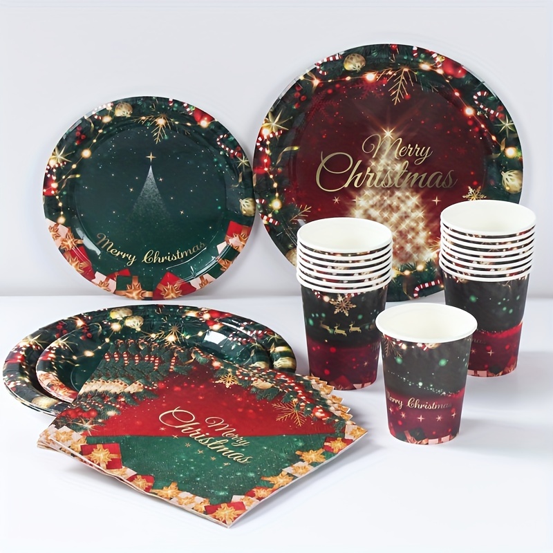 Disposable christmas tableware best sale