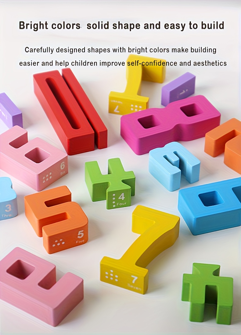 & Safe Wooden Number Blocks For Toddlers & Kids 1.5-6 Years | Early Learning Toys With 15 Activity Cards, Color & Shape Recognition, Math Fundamentals