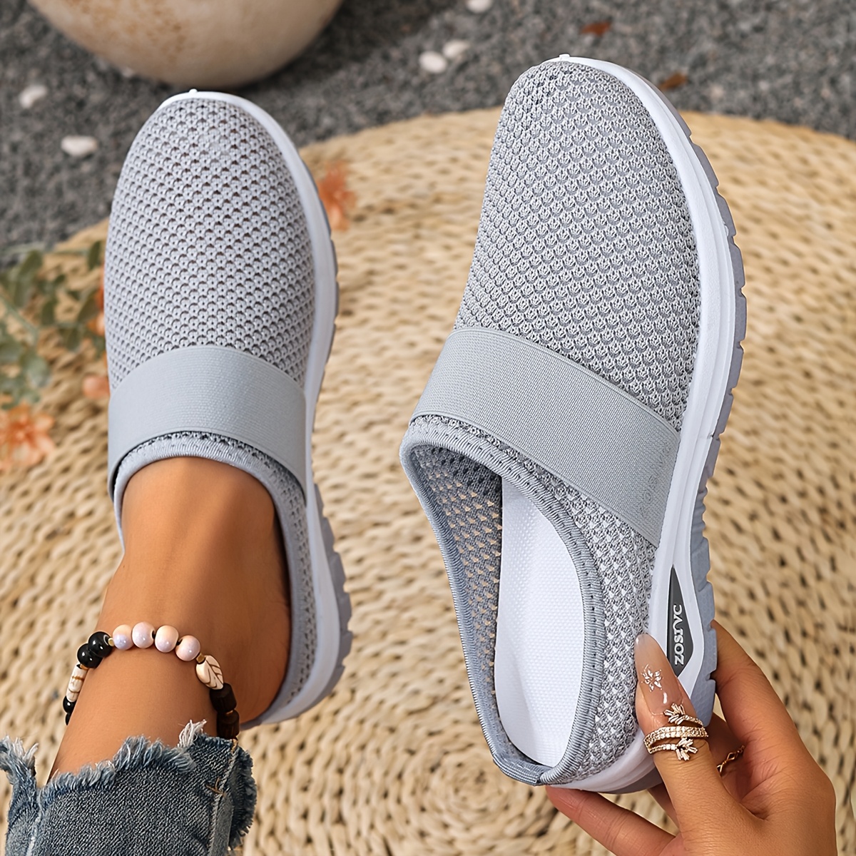 TEMU SIGUJK Baskets à enfiler respirantes pour femme - Chaussures d'infirmière légères à semelle souple antidérapante pour , semelle basse rembourrée