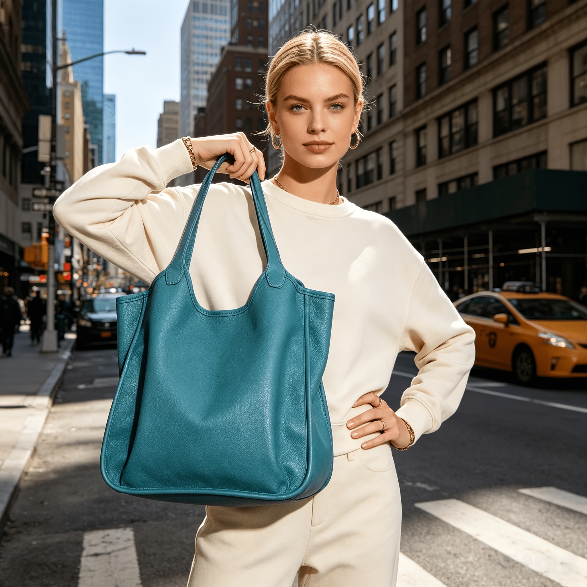 Image of Women's Large-capacity Soft Tote Bag, Casual Daily Shoulder & Handbag, Minimalist Versatile Underarm Bag, Multiple Colors , Ideal For Office, Shopping & Travel