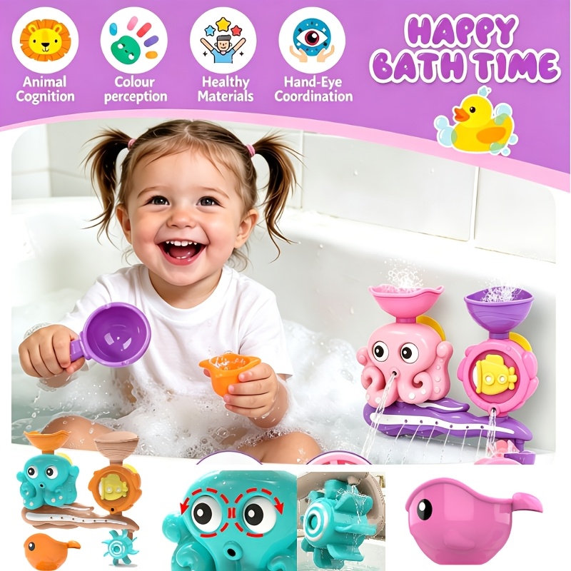 2pcs Fun Octopus Interactive Bath Toys for Kids