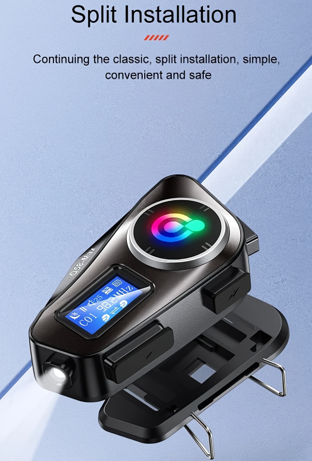 Dispositivo de comunicación para casco de motocicleta Q58-MAX, intercomunicador inalámbrico 5.3, 500M, con intercomunicador Moto, función de compartir música y pantalla LCD