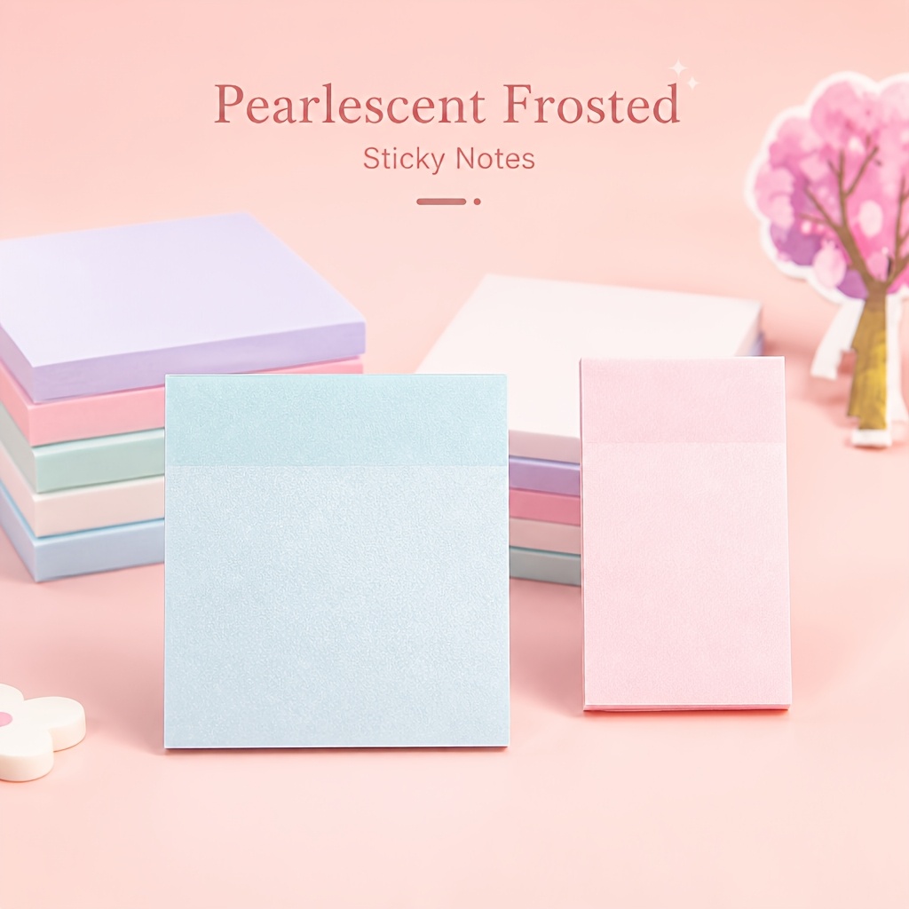TEMU 2pcs Mini Frosted Transparent Self-adhesive Sticky Notes Set, 50 Sheets Each, Portable And Cute, For Tracing, Proofreading, Note Taking, School