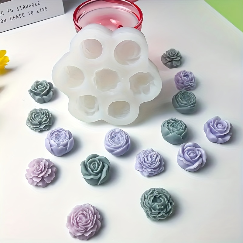 

Silicone Rose Flower Candle Wax Melt Molds, 1pc, 7 Cavity Resin Casting Mold For Diy Soap, Chocolate, Baking, Aromatherapy Crafts