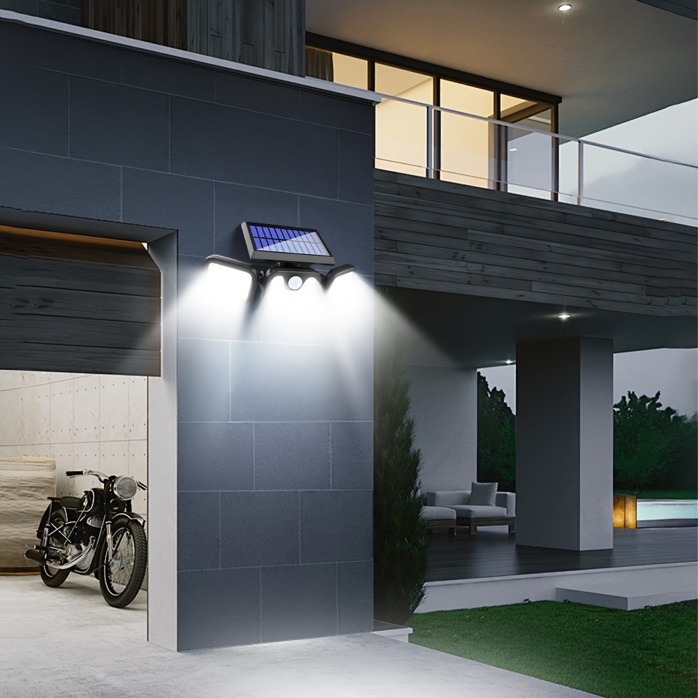 2pcs Polyhedral Lighting Wall Lights Three Sided Luminescence Solar Outdoor Lights High-Power Outdoor Motion Sensor Light Outdoor Solar Lights 300° Wide Angle Floodlight Outdoor Security Light for Patio, Garden, Yard
