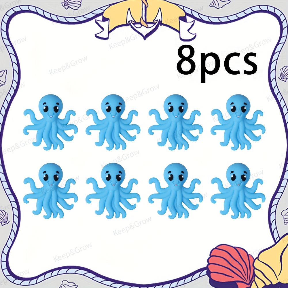 TEMU 8 pièces Perles en Silicone 3D Bleu - pour la Création de Bijoux, Thème , Décoration, Perles Focales, Accessoires pour Sacs à Perles, Artisanat